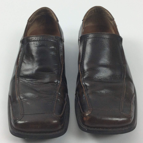 A Cellini Loafers Size 11 Brown Leather Square Toe - Picture 2 of 8